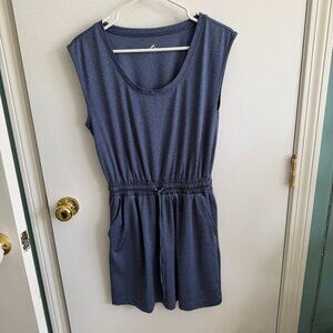 Lou & Grey Blue Cinched Waist Dress Soft Knit Small